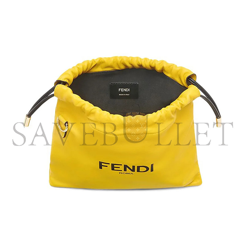 FENDI SOFT NAPPA LOGO SMALL DRAWSTRING POUCH BAG 7VA510ADM9F0V3C (24*23*2cm)